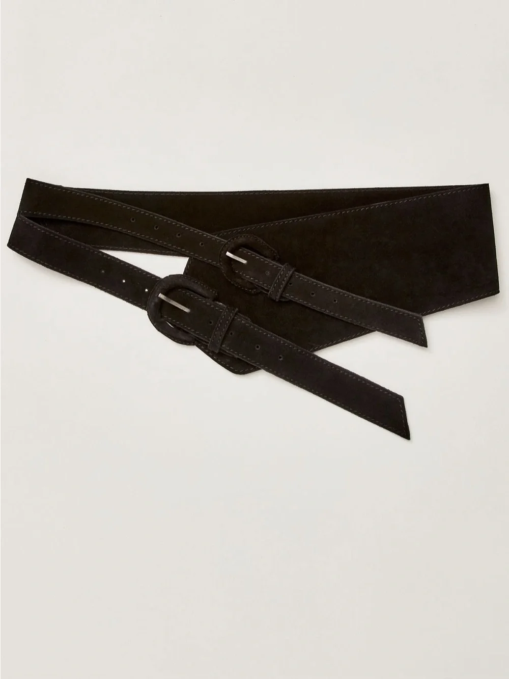 Free People Black Suede Double Buckle Waist Wrap Belt